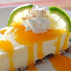 Coconut-Lime Cheesecake with Mango Coulis recipe
