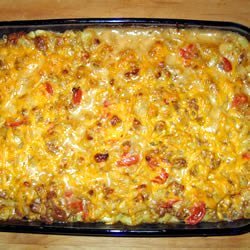 Cheesy Macaroni and Beef Casserole with Thyme recipe