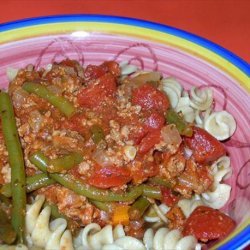 Spaghetti With Chunky Meat and Veggie Sauce recipe