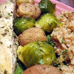Microwave Steamed New Potatoes & Brussels Sprouts recipe