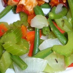 Steamed Green Beans, Celery, Red Pepper & Onions recipe