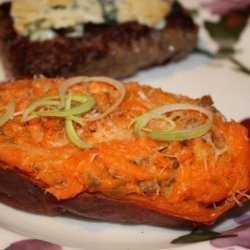 Twice-Baked Sweet Potatoes With Leeks and Sausage recipe