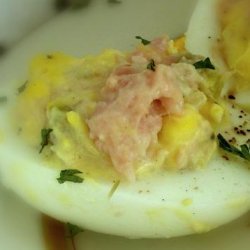 Relish and Ham Deviled Eggs recipe