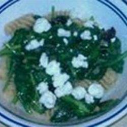 Wilted Spinach with Cherries and Goat Cheese recipe