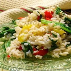 Sunny Pepper Parmesan Rice with Spinach recipe