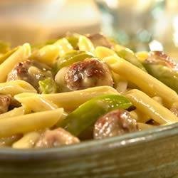 Cheddar Penne with Sausage and Peppers recipe