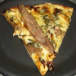 Duck and Fontina Pizza With Rosemary and Caramelized Onions recipe