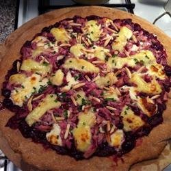 Chicken and Cranberry Pizza with Brie and Almonds recipe