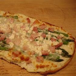 Pizza with Ham, Asparagus, and Ricotta recipe