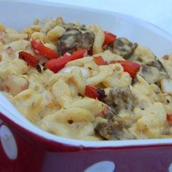 Macaroni and Cheese with Sausage, Peppers and Onions recipe