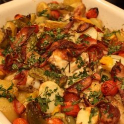 Roast Chicken With Potato, Capsicum and Tomato recipe