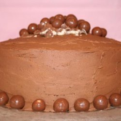 Deep Chocolate Cake With Double-Malt Topping recipe