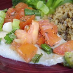 Baked Flounder Fillets With Scallions & Chopped Tomato recipe