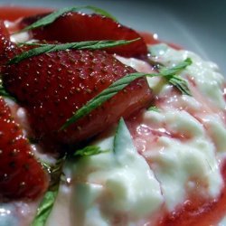 Caramelised Strawberries on a Bed of Cottage Cheese and Mint recipe