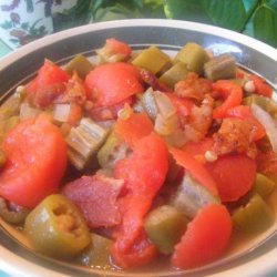 Southern Okra and Tomatoes With Bits of Bacon recipe