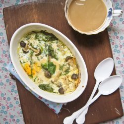 Baked Eggs With Bacon and Spinach recipe