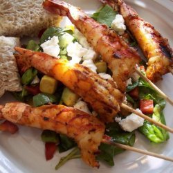 Grilled Shrimp Skewers With Spinach Salad recipe