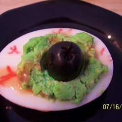 Spicy Deviled Eggs (Aka: Blood Shot Eyes) recipe