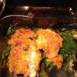 Crunchy Cheesy Fish and Spinach Casserole recipe
