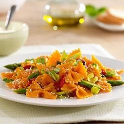 Farfalle with Roasted Red Bell Peppers, Asparagus and Parmigiano Reggiano Cheese recipe