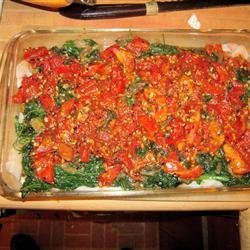 Baked Haddock with Spinach and Tomatoes recipe
