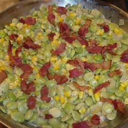Creamy Succotash with Bacon, Thyme and Chives recipe