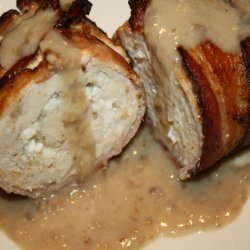 Rachael Ray's Bacon Wrapped Chicken With Blue Cheese and Pecans recipe