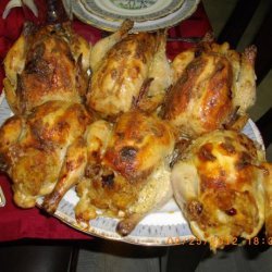 Roast Cornish Game Hens With Savory Fruit Stuffing recipe