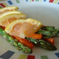 Grilled Asparagus and Carrots With Grapefruit Dill Sauce recipe
