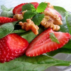 Spinach Salad W /Strawberries, Lemon Verbena and Candied Walnuts recipe