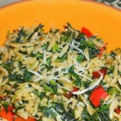 Orzo With Spinach and Red Pepper recipe