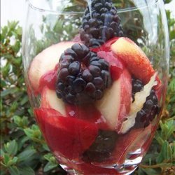 Peach and Blackberry Parfait With Raspberry Coulis recipe