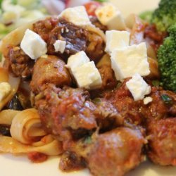 Roasted Eggplant and Sausage With Linguine recipe