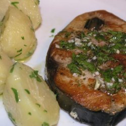 Tuna Steak With Dalmatian Lemon-Garlic Sauce recipe