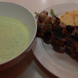 Greek Lamb Kabobs with Yogurt-Mint Salsa Verde recipe