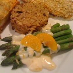Asparagus with Orange-Cream Sauce and Cashews recipe