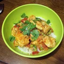 East Indian Chicken with Tomato, Peas, and Cilantro recipe