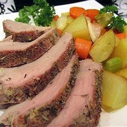 Herb Roasted Pork Loin and Potatoes recipe