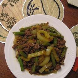 Asian Ground Beef and Pepper Saute recipe