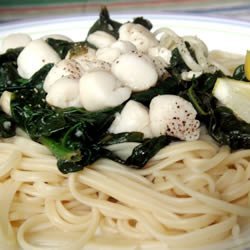 Scallops and Spinach over Pasta recipe