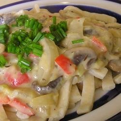 Pasta with Mushroom and Zucchini Sauce recipe