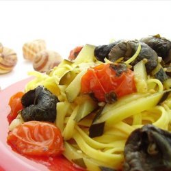 Saffron Tagliarini With Snails, Sorrel, Tomato, Zucchini recipe