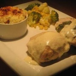 Spinach and Boursin Stuffed Chicken With Alfredo Sauce recipe