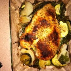 Roasted Chicken With Potatoes and Spinach recipe