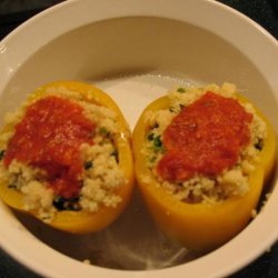 Sweet Bell Peppers W/ Couscous, Spinach & Parmesan recipe