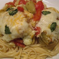 Italian Mozzarella Chicken W/Tomatoes & Artichokes recipe