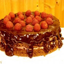 Chocolate Pecan Torte With Raspberry Cream & Chocolate Glaze recipe