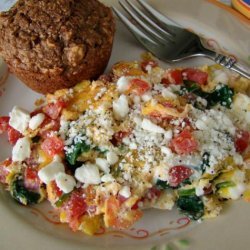 Spinach & Tomato Scrambled Egg With Feta Cheese recipe