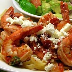 Fire Roasted Tomato and Feta Pasta with Shrimp recipe