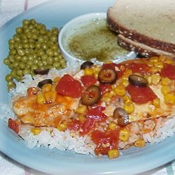Tilapia with Tomatoes, Black Olives and Corn recipe